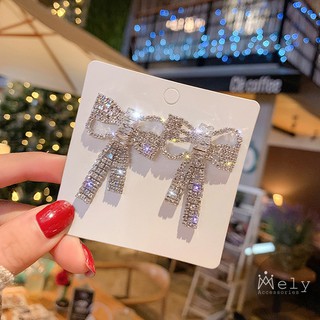 Bông tai nơ đính đá - mely 937