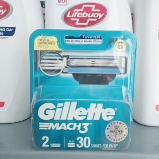 Lưỡi dao cạo gilette mach3 vỉ 2 lưỡi phiên bản mới