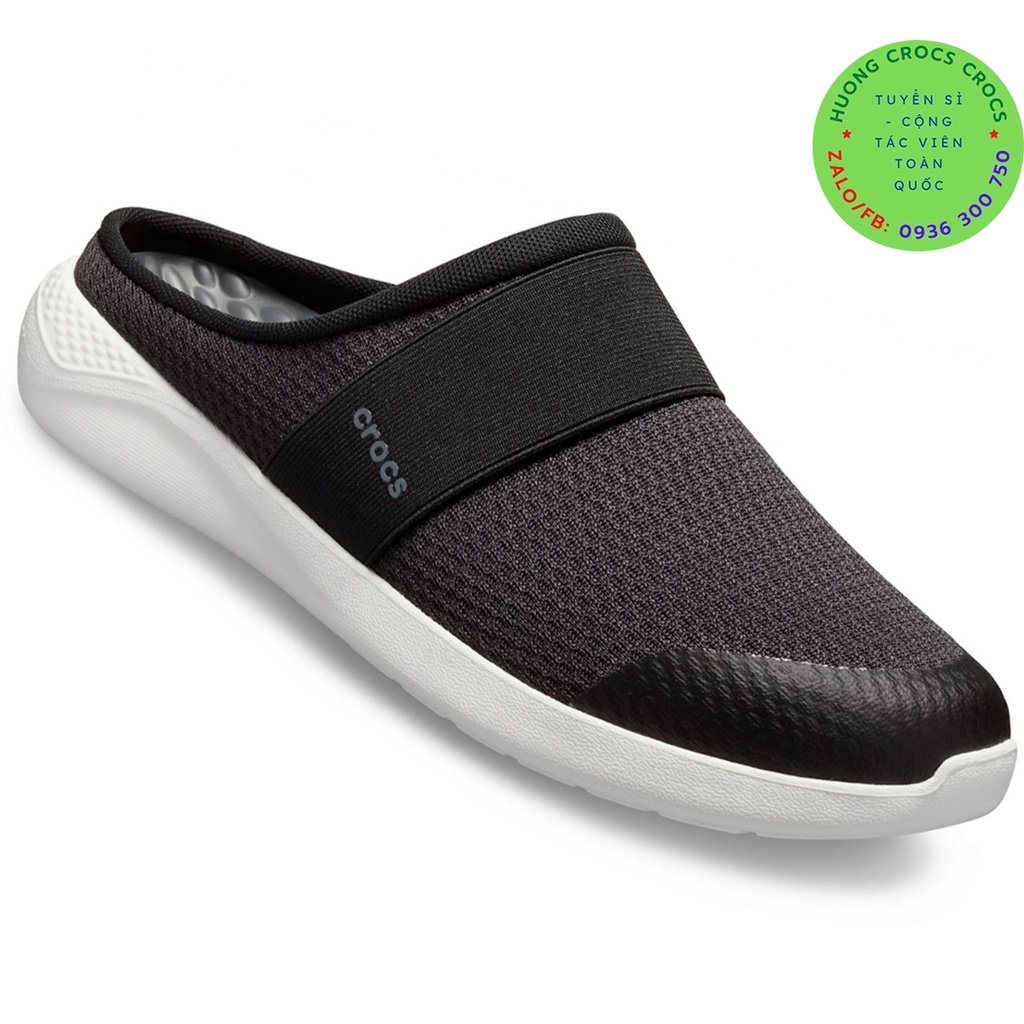 GIÀY SỤC LƯỜI CROCS VẢI LƯỚI LITERID MESH MULE CHO NAM MÀU ĐEN