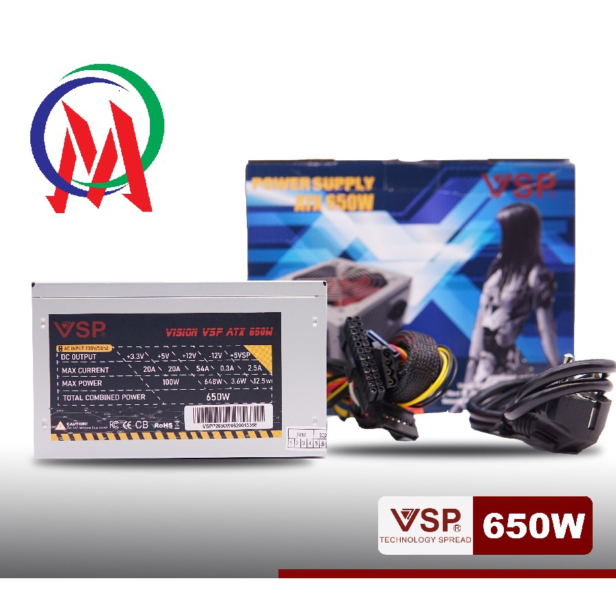 Nguồn Máy Tính  650W Chính hãng VSP ATX Bảo Hành 12 THÁNG,