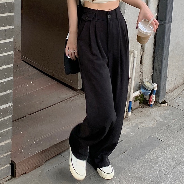 SUXI Quần ống rộng Lưng Cao Co Giãn Thời Trang Mùa Hè Cho Nữ