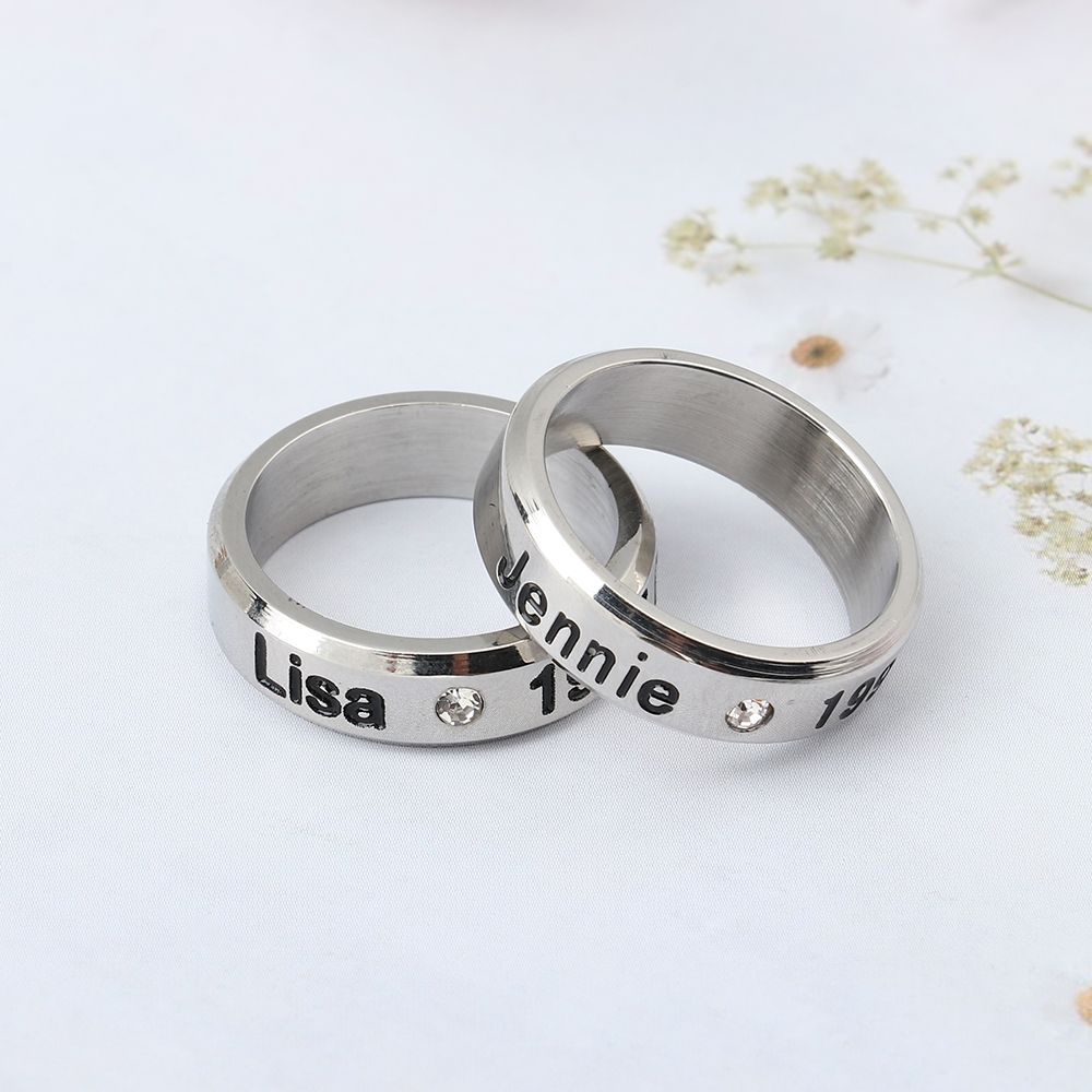 UPSTOP Nhẫn bằng thép không gỉ in tên nhóm nhạc Blackpink phong cách thời trang Hàn Quốc