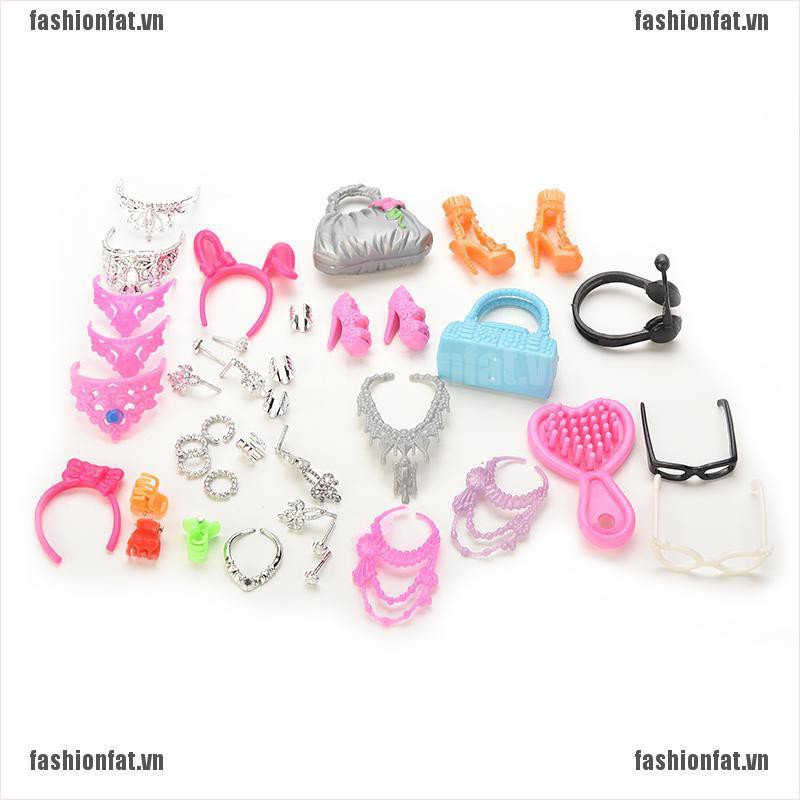 [Iron] Doll Accessories Bags Necklace Combs Shoes Earings for Barbie Doll Kids Gift [VN]