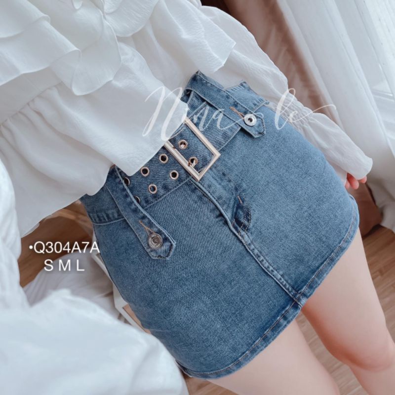 Quần Giả Váy denim Lưng Cao có đai Dáng Ôm -Thời Trang Hàn Quốc Quyến Rũ Cho Nữ | BigBuy360 - bigbuy360.vn