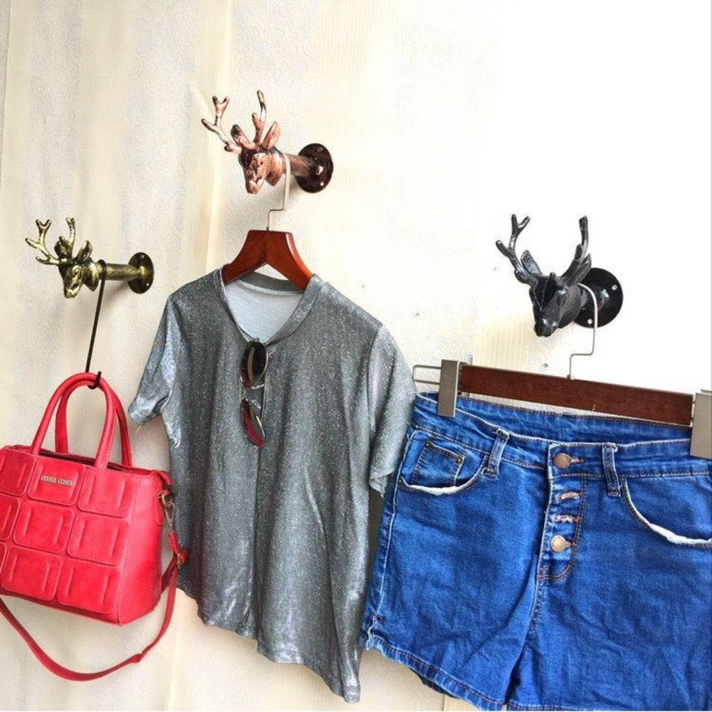 Móc đầu hươu tài lộc ĐEN VÀNG treo đồ, móc khoan tường treo quần áo