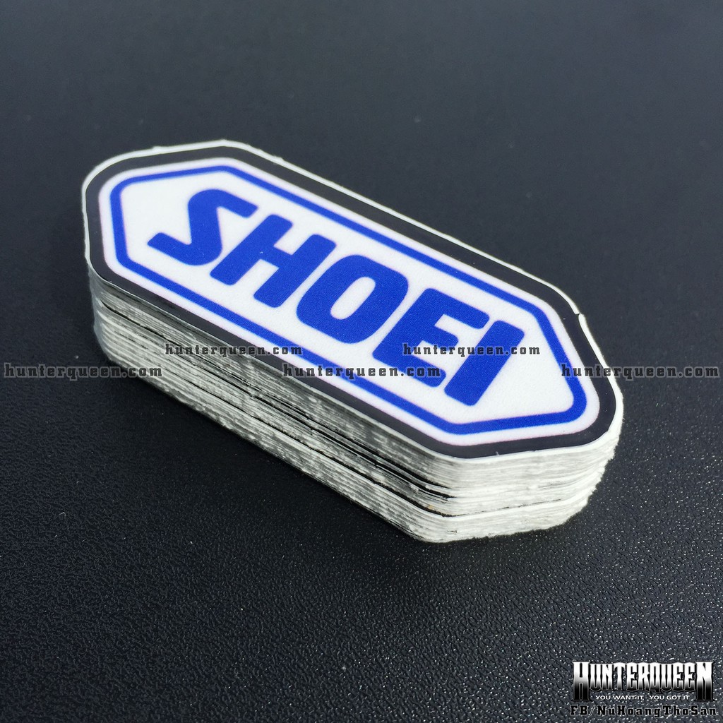 SHOEI[6.5x2.5cm] decal cao cấp chống nước, sắc nét, bền màu, dính chặt. Hình dán logo trang trí mọi nơi