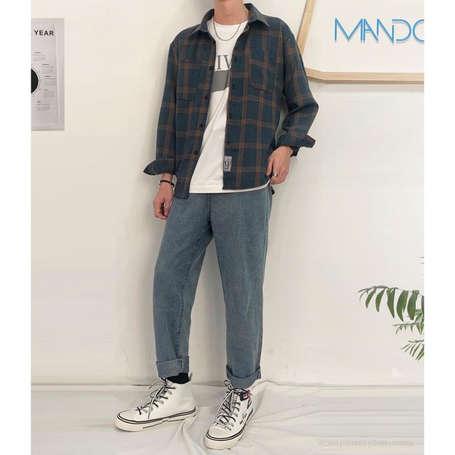 [TẶNG KÍNH] Áo Sơ Mi Nam Dài Tay Họa Tiết Caro Unisex  Form Dáng Rộng Mix Cùng Quần Jean Hàn Quốc Thời Trang MANDO ACB96 | BigBuy360 - bigbuy360.vn