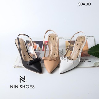 Giày cao gót nữ gót nhọn cao 7cm, có 2 màu đen - kem. mẫu hot 2020