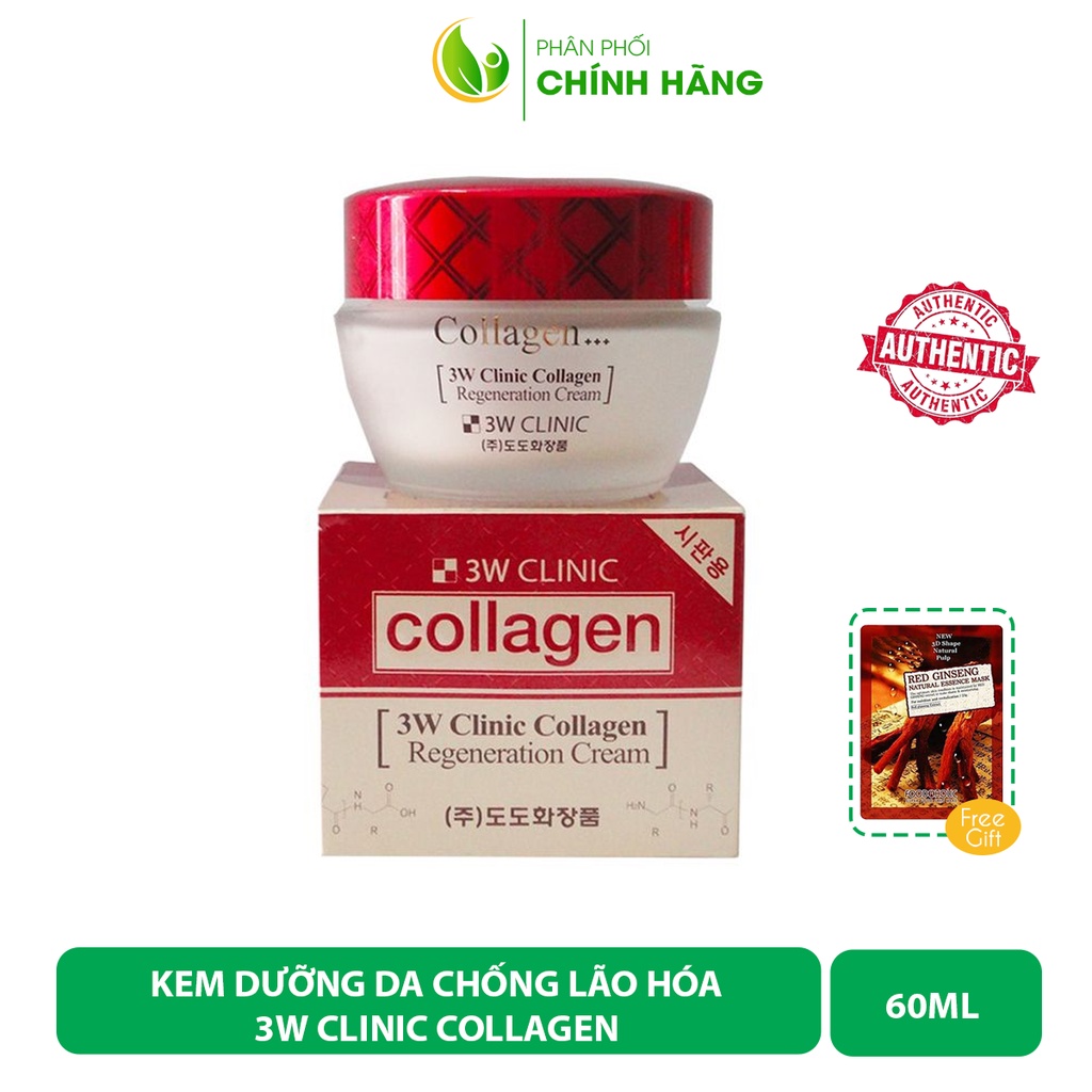 [CHÍNH HÃNG] Kem dưỡng da săn chắc chống lão hóa Collagen 3W CLINIC COLLAGEN REGENERATION CREAM Hàn Quốc 60ml