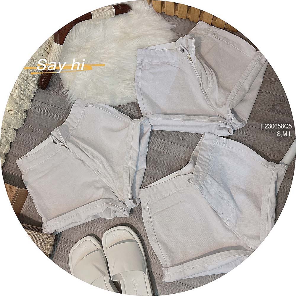 Quần short jean trắng lưng cao hàng đẹp!