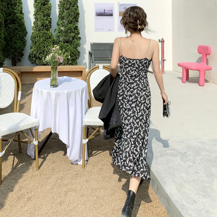 Đầm Hai Dây Họa Tiết Hoa Phong Cách Hàn Quốc Cho Nữ Với 2 Màu Tùy Chọn | BigBuy360 - bigbuy360.vn