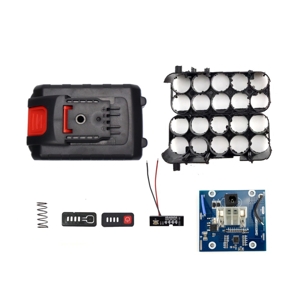 Bộ vỏ mạch pin 2 hàng 10 cell có đèn báo pin dùng cho máy khoan, siết bu lông, cưa kiếm TQ HTC M1