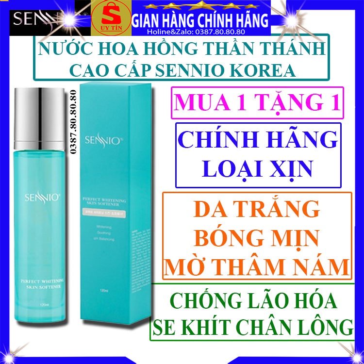 Nước hoa hồng không cồn se khít lỗ chân lông dưỡng trắng da thần thánh Sennio hàn quốc cho da dầu mụn khô nhạy cảm thờng