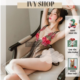 Đầm ngủ sexy xẻ hông hở lưng siêu gợi cảm, váy ngủ ren hở lưng sexy vnh003