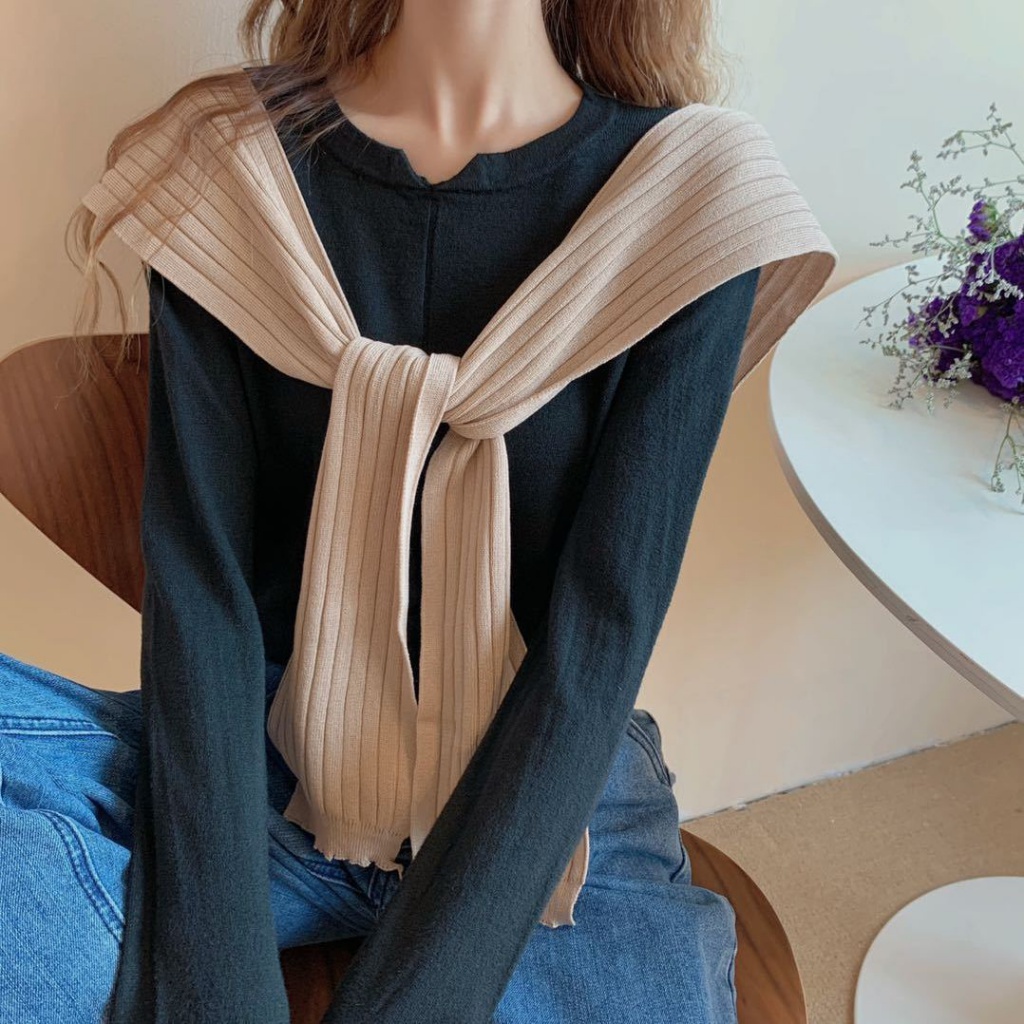 【Fation】Khăn choàng màu trơn thắt nơ xinh xắn hợp thời trang | BigBuy360 - bigbuy360.vn