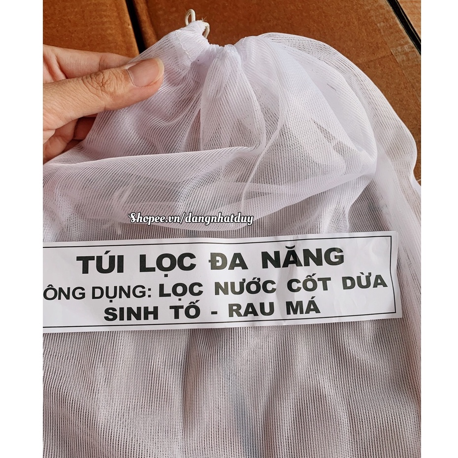 TÚI LỌC TRÀ ĐA NĂNG 30x35cm. Dùng lọc xác trà, đậu nành, nước cốt dừa, rau má,... Túi Vải lọc mềm và khoen hỗ trợ