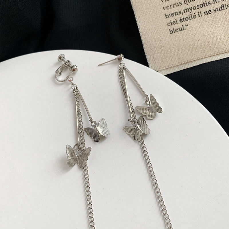Khuyên Xỏ Vành Tai Thiết Kế Mặt Bướm Phơi Sợi Xích Cá Tính