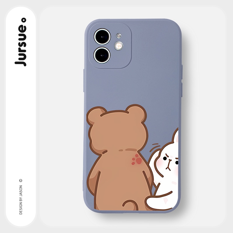 Ốp lưng JURSUE hoạt hình cặp đôi dễ thương đẹp cho iPhone 13 12 11 Pro Max SE 2020 X XR XS 8 7 ip 6S 6 Plus Y2082