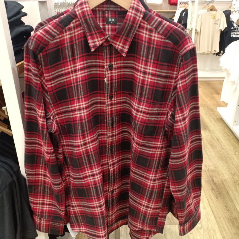 Uniqlo Áo Sơ Mi Vải Flannel Thiết Kế Trẻ Trung Cho Nam