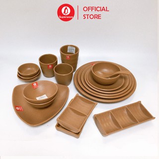 Bộ bát đĩa superware nhựa phíp 100% melamine - dark brown n1