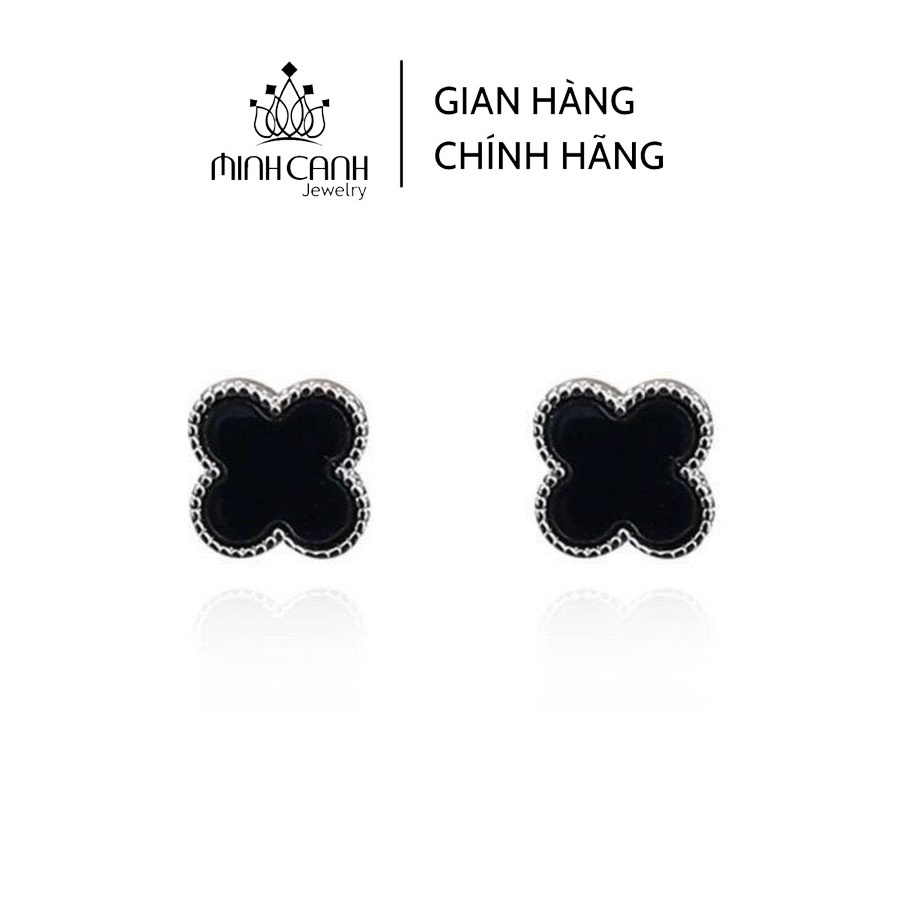 Bông Tai Bạc Cỏ 4 Lá Đen May Mắn - Minh Canh Jewelry