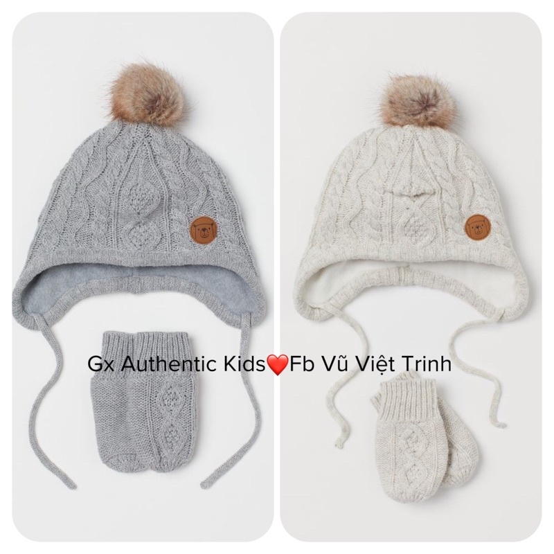 Mũ len bé gái bé trai kèm bao tay.