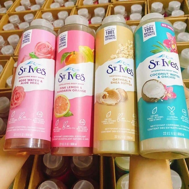 Sữa tắm St Ives Tẩy Da Chết Sáng Mịn Da Chai 650ml