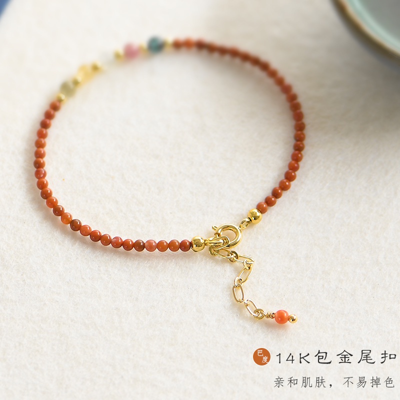 [Hàng Mới Về] Vòng Đeo Tay Đính Đá Mã Não Đỏ Persimmon Màu Đỏ Phía Nam Cho Nữ