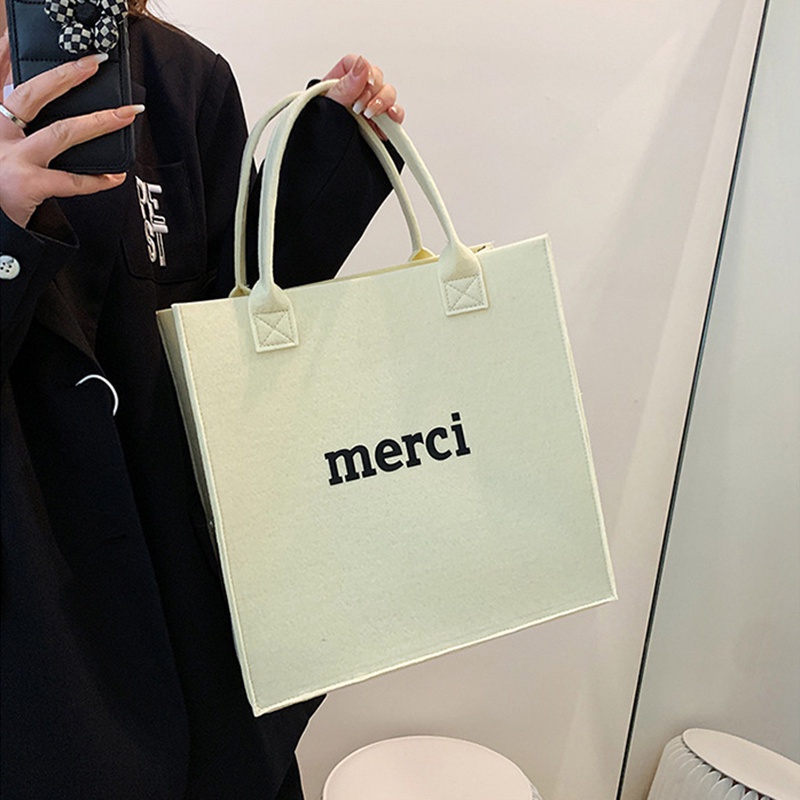 Túi Tote Đeo Vai Sức Chứa Lớn Bằng Vải Nỉ In Họa Tiết Chữ Cái Thời Trang Đơn Giản Cho Nữ