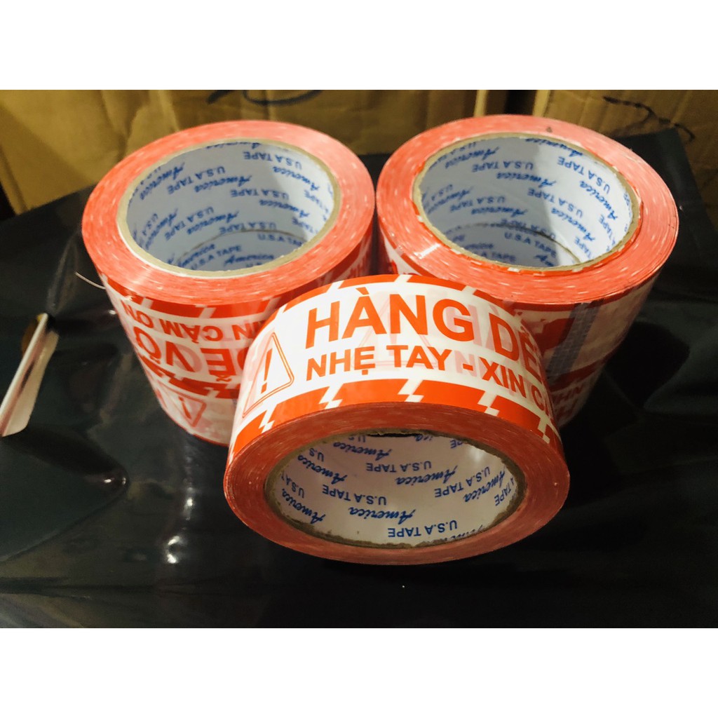 1 cuộn băng keo HÀNG DỄ VỠ màu cam (200gr)