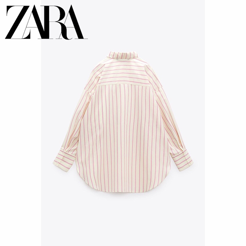 Zara Áo Sơ Mi Lụa Kẻ Sọc Trẻ Trung Hợp Thời Trang Thu Đông Cho Bạn Gái