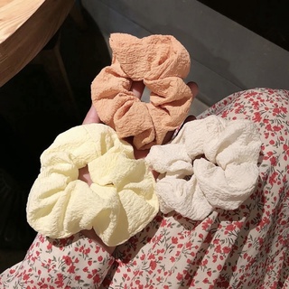Scrunchies cột tóc màu trơn đơn giản bản lớn dễ thương