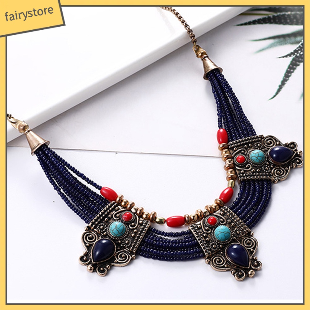 Vòng cổ hợp kim đính đá phong cách boho tùy chọn màu sắc