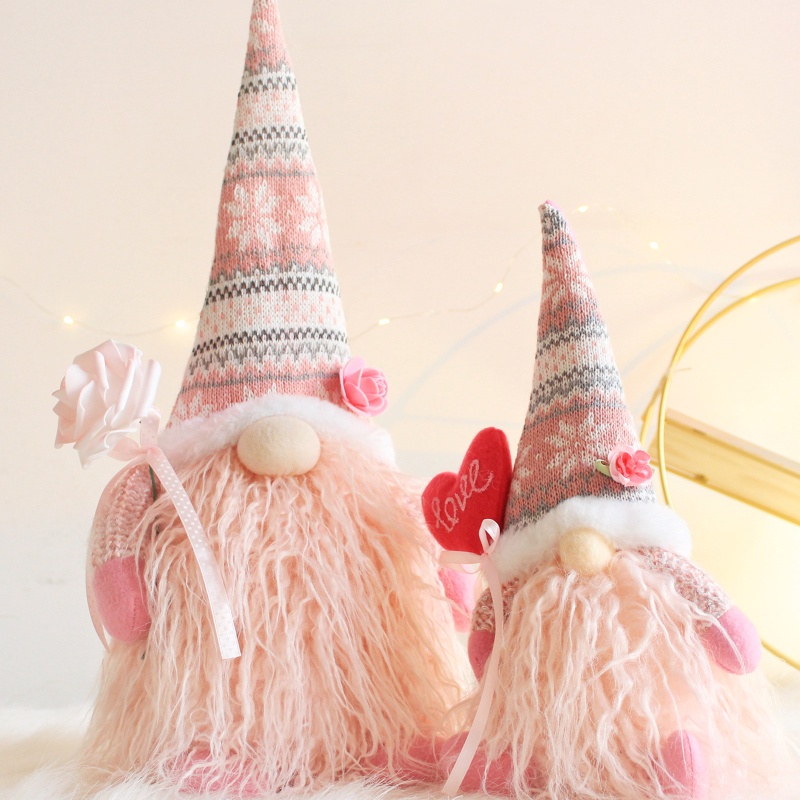 Mô Hình Gnomes Dwarf Nhồi Bông Hoa Hồng Trái Tim Scandinavian Tomte Elf Trang Trí Ngày Valentines
