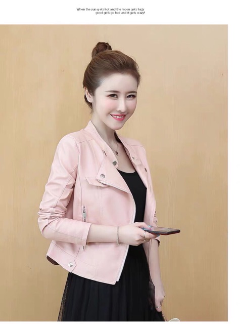 [XẢ KHO 3 NGÀY] Áo da nữ Quảng Châu bền đẹp bảo hành da 2 năm không bong tróc, màu đen, hồng mẫu mới nhất 2019 816
