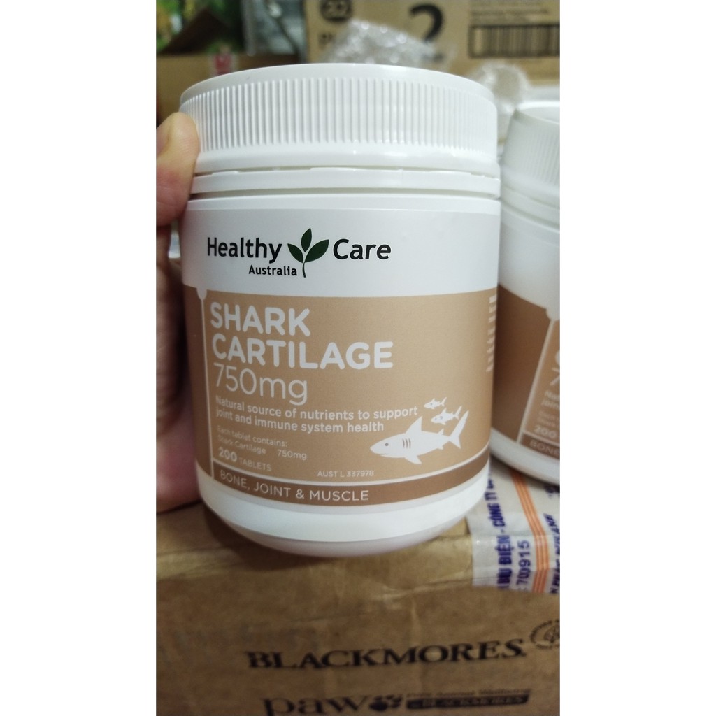 Viên uống Shark Cartilage 750mg Sụn Vi Cá Mập Healthy Care 200 viên - Hỗ trợ xương khớp sụn cá mập