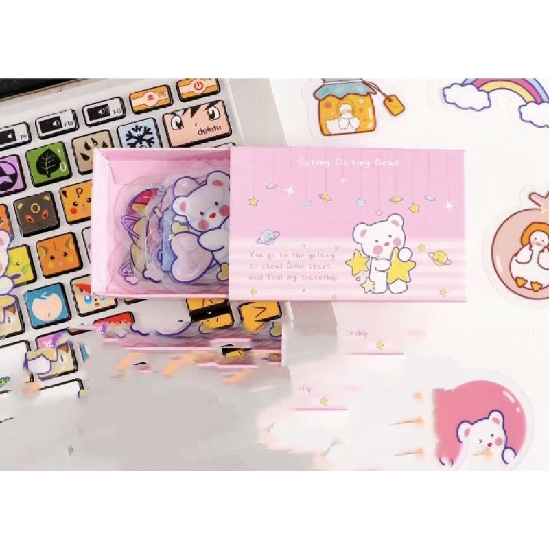 SET 40 MIẾNG STICKER ĐÃ CẮT SẴN CHỐNG NƯỚC CỰC TỐT KÈM HỘP ĐỰNG