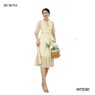 Đầm cổ nơ tay lỡ tùng đuôi cá bemine mt5181vang