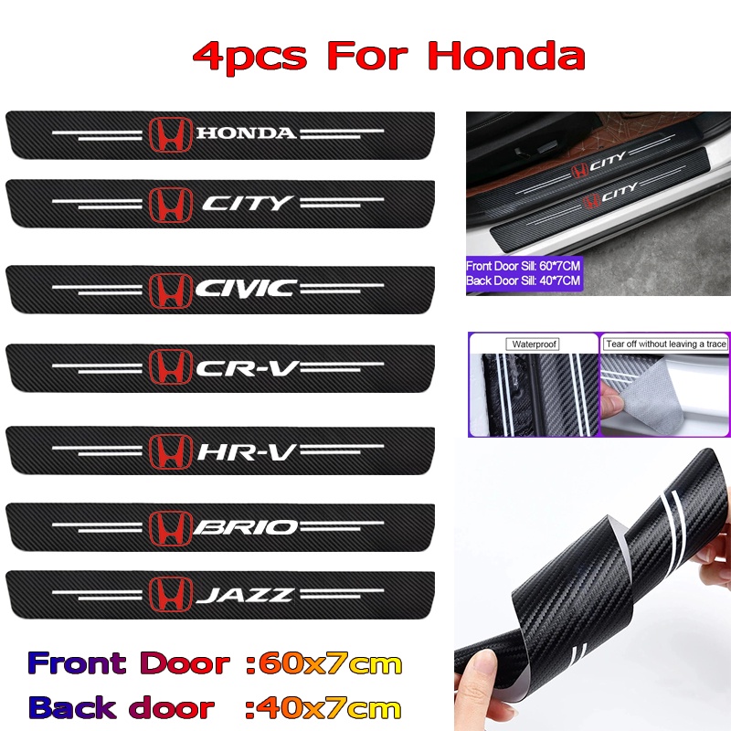 Set 4 Miếng Dán Trang Trí Cửa Xe Hơi HONDA CRV Bằng Sợi Carbon Dày Dặn Chống Trầy Xước