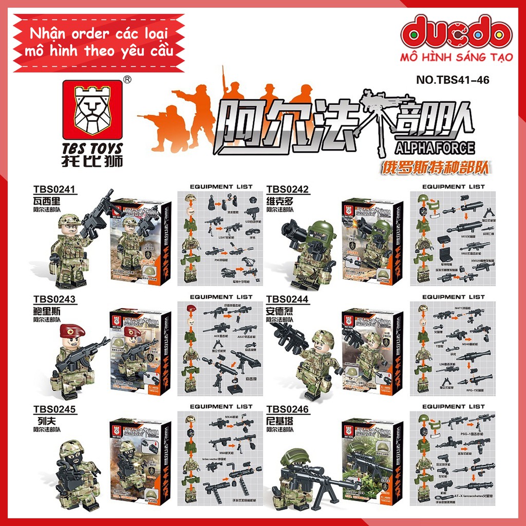 Biệt đội chống khủng bố Alpha trang bị tối tân nhất - Đồ chơi Lắp ghép Mini Minifigures Army TBS 41-46 SWAT Mô hình