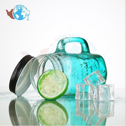 COMBO 4 Ly quai thủy tinh vuông màu cute chữ nổi 450ml