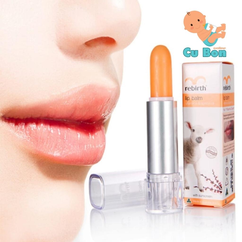 Son Dưỡng Môi Chống Nắng Nhau Thai Cừu Và Vitamin E Rebirth Lanolin Lip Balm Vitamin E &amp; Apricot Oil