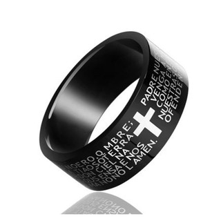 Nhẫn nam Titan Đen hình chữ thập phong cách Âu Mỹ RB46