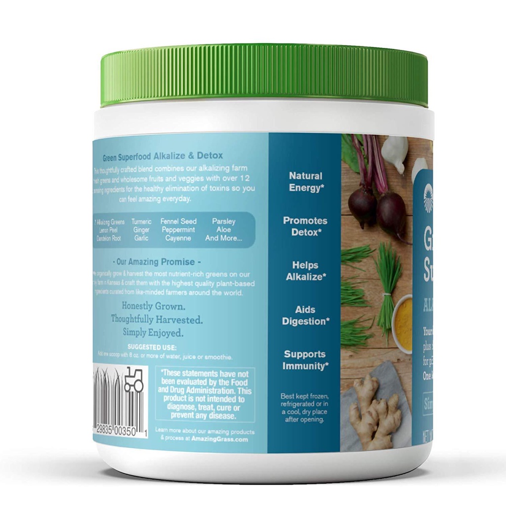 Bột Uống Siêu Thực Phẩm Hữu Cơ Amazing Grass Alkalize & Detox 240g