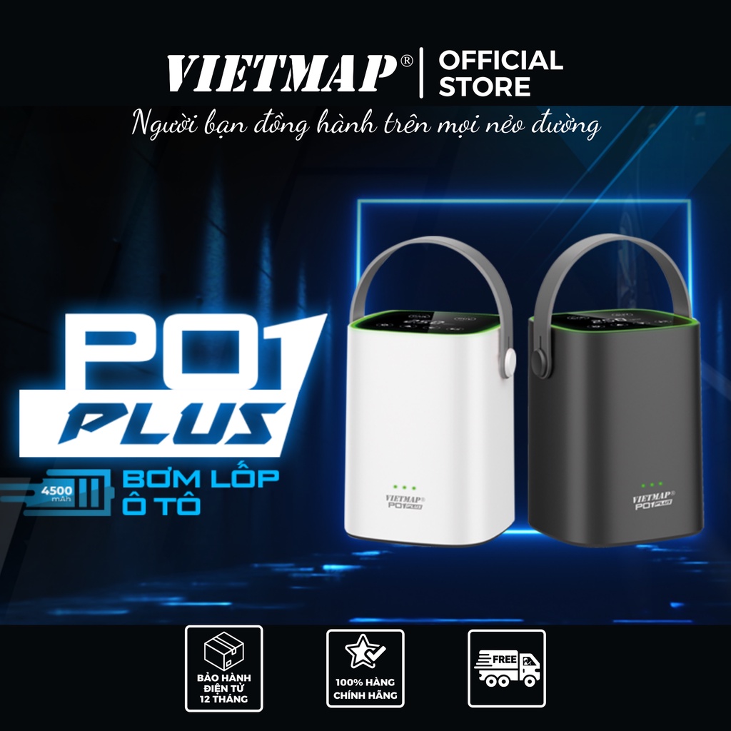 VIETMAP P01 Plus - Bơm Lốp Điện Tử Thông Minh Pin 4500mAh - HÀNG CHÍNH HÃNG