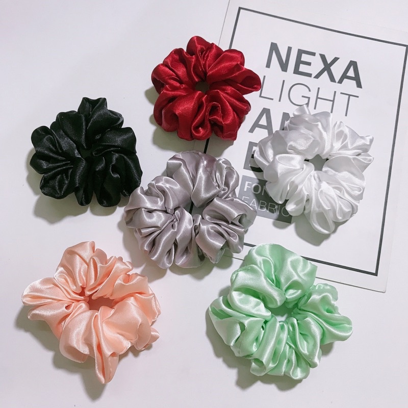 Cột tóc vải phi lụa siêu to , cực nhún - scrunchies