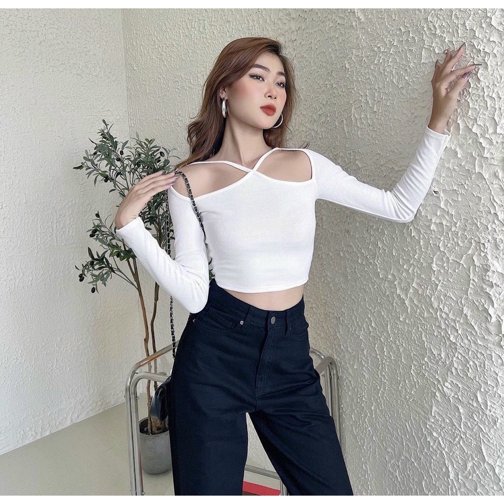 áo kiểu tay dài xinh phối yếm đeo trong cực lạ đẹp na