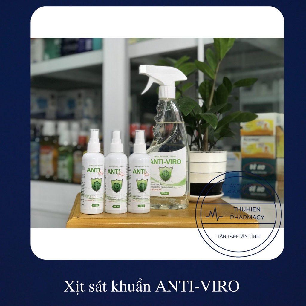 Dung dịch xịt rửa tay khô ANTI-VIRO kháng khuẩn, ngăn ngừa vi.rus và các bệnh truyền nhiễm