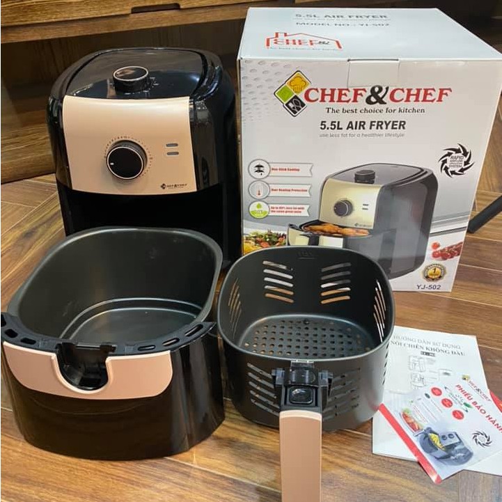 NỒI CHIÊN KHÔNG DẦU CHEF &amp; CHEF MODEL YJ-502 DUNG TÍCH 5,5L ( ĐIỆN MÁY NỘI ĐỊA TRUNG )