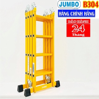Thang đa năng, thang nhôm gấp 4 đoạn jumbo b304 sơn vàng tĩnh điện chữ a: 2.35m i: 4.7m - tải 300kg